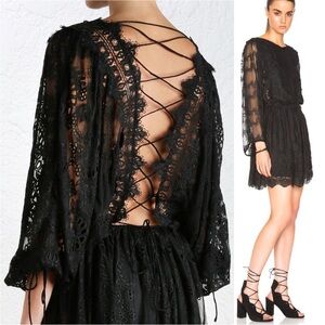 ZIMMERMANN Black Embroidered Silk Chiffon Alchemy Twine Dress S